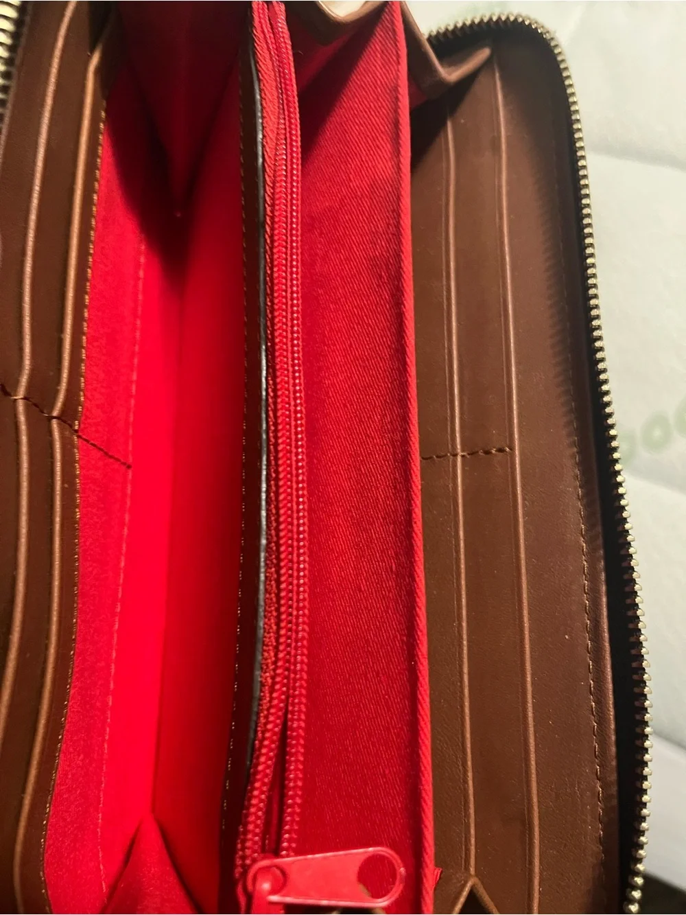 Dooney & Bourke Brown Leather Zip-Around Wristlet Wallet